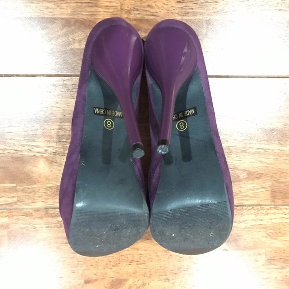 NWOT Glaze Purple Faux Suede Platform Pumps Size 8 - Picture 4 of 7